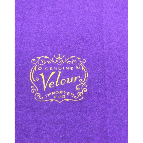 VINTAGE EVA MAE MODES PURPLE VELOUR PILLBOX HAT CAP MCM 50S RIBBON BOW WOMEN OS - Picture 9 of 10